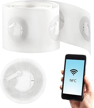55 Pcs NFC Tags, Adhesive NFC Stickers with Original NTAG215 Chip, Rewritable, 504 Bytes Memory, Compatible with NFC Enabled Smartphones and Devices