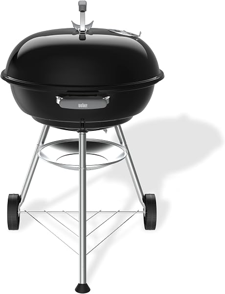 Weber Compact Kettle Charcoal Barbecue (2026 version), 57 cm Cooking Surface, Tripod Stand with Wheels, Heat‑Resistant, Rustproof Design, Chrome‑Plated Three‑Layer Grate, Black (1502061) - 2
