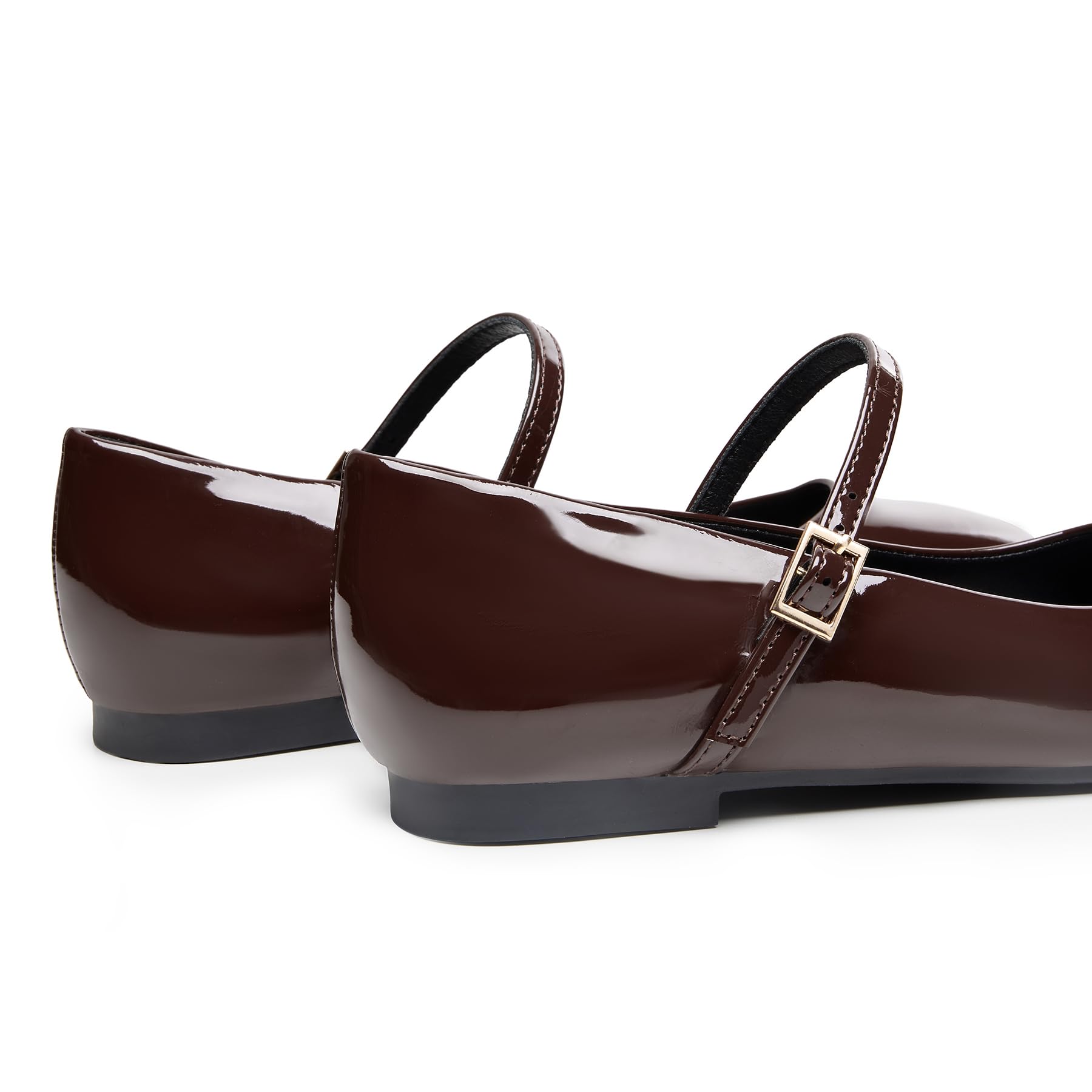 Snapklik.com : Mary Jane Shoes Women, Dark Brown Ballet Flats Square ...