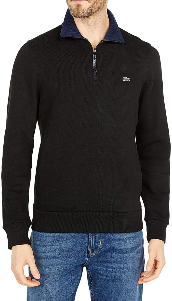Lacoste Men's Rib Interlock 1/2 Zip Sweatshirt, SH1925-51, Silver Chine,  4X-Large : Amazon.in: Fashion