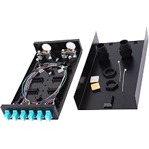 6Port Wall Mount Fiber Enclosure with Spool LC-MM OM3 Multimode Kit Includes 1 Meter 12 Strand LC-UPC OM3 Pigtail and 6 Port Duplex LGX Loaded Panel