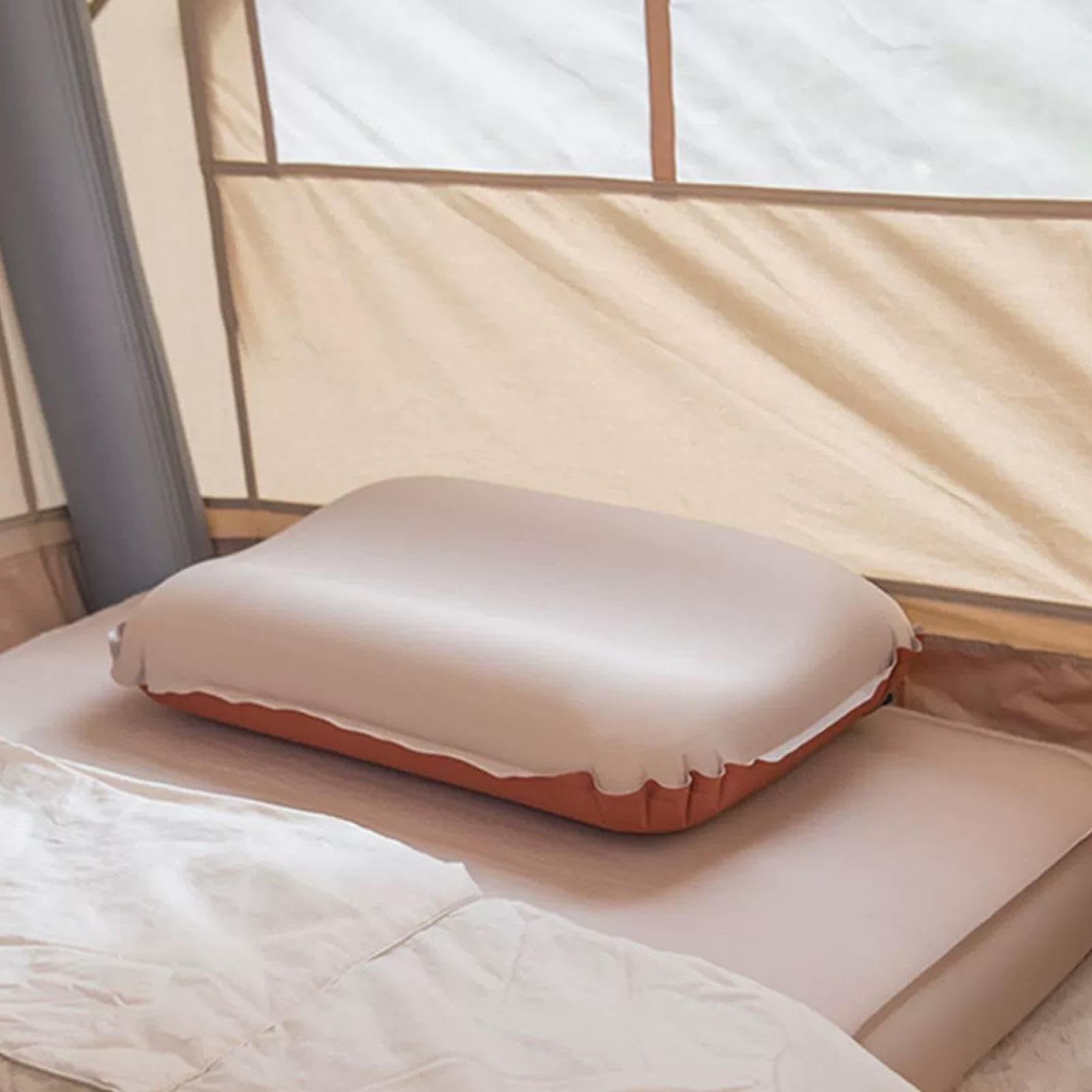 Genérico Oreillers de camping - Coussin de | Oreiller Confort : auto | gonflant 3D à haut support élastique Design compact portable Aventures et voyages en plein air pour camping, randonnée et