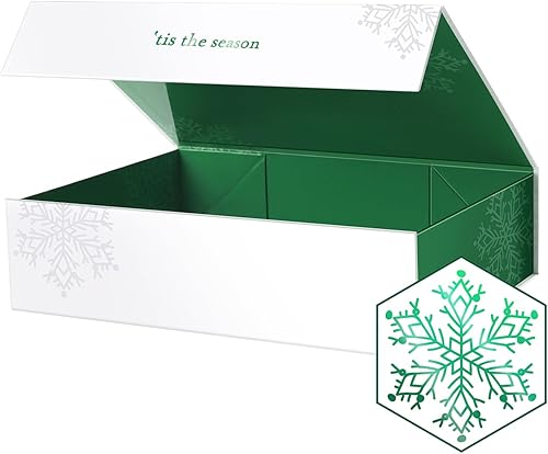 Miniatura 139 de PACKHOME Caja de regalo de 11.5 x 8 x 2.5 pulgadas, caja resistente para camisas con tapa magnética para múltiples ocasiones (blanco brillante) 11 x