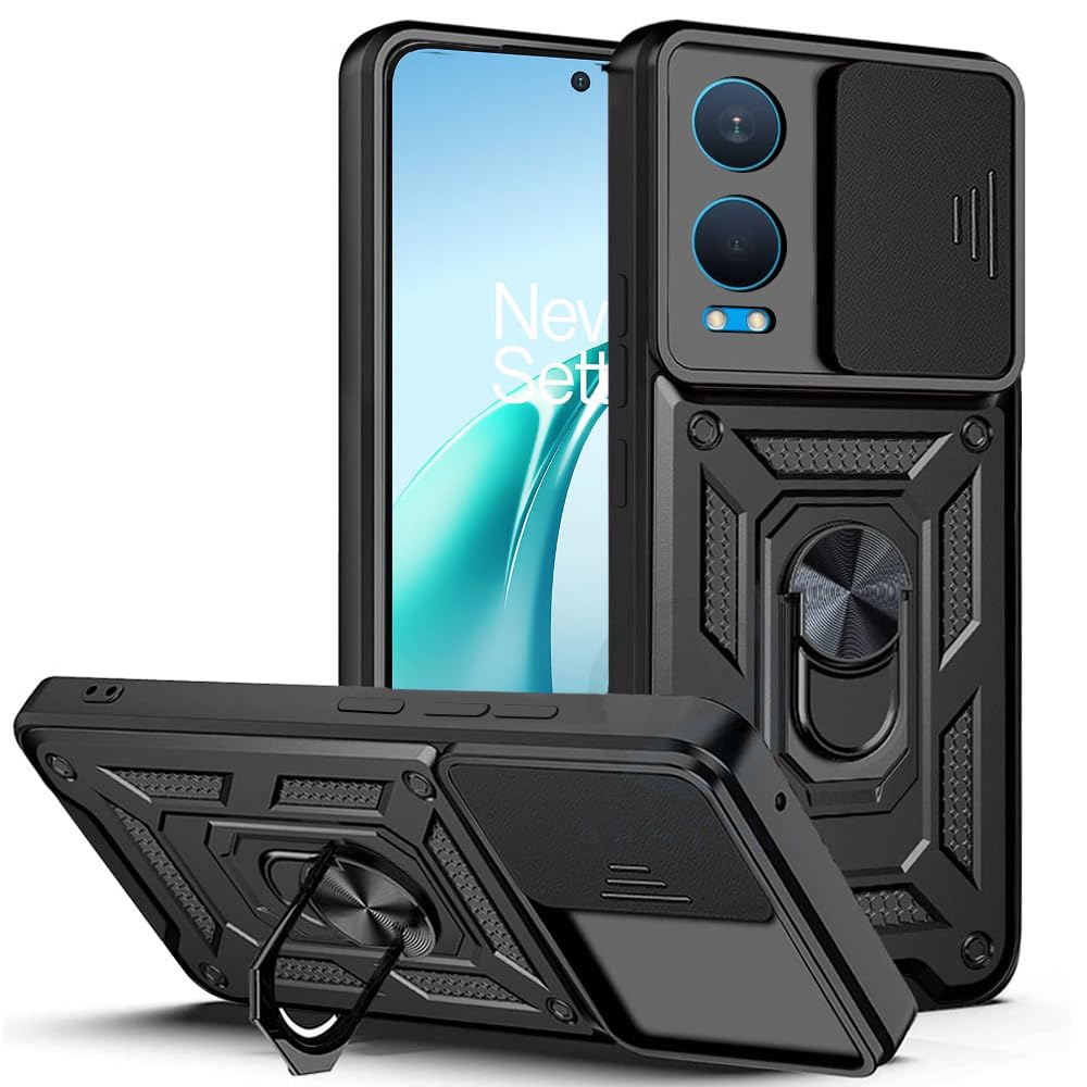AESTMO Tough Armor OnePlus Nord CE 4 Lite 5G Bumper Back Case Cover | Ring Holder & Sliding Camera Shield Cover | 360 Degree Protection Back Case Cover for OnePlus Nord CE 4 Lite 5G (Black) (B0DDTP1WWG) Amazon Price History, Amazon Price Tracker