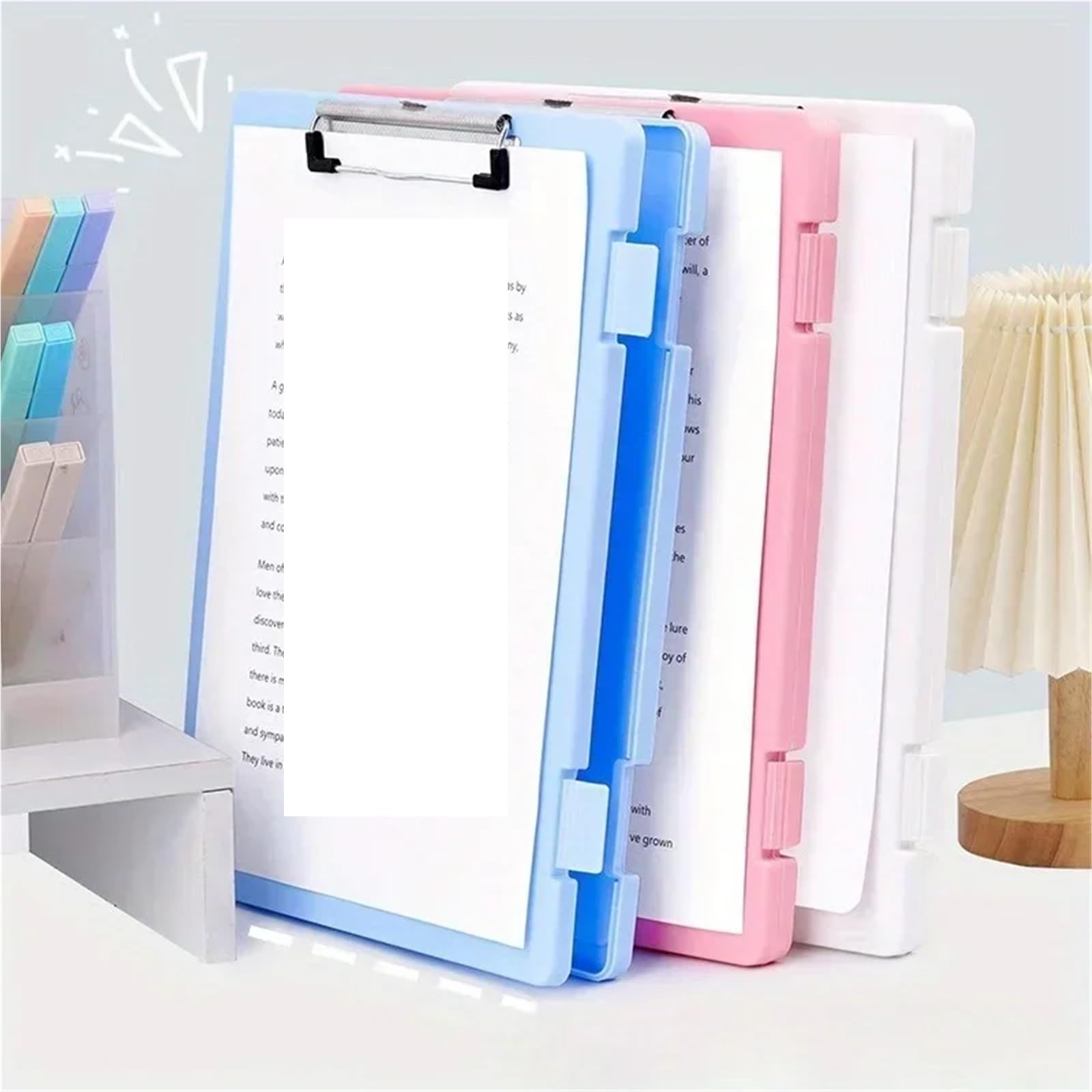 Portapapeles A4 con carpeta, suministros de Clip, tapete, portapapeles, folleto información archivo, 4 Uds Para la oficina(White)