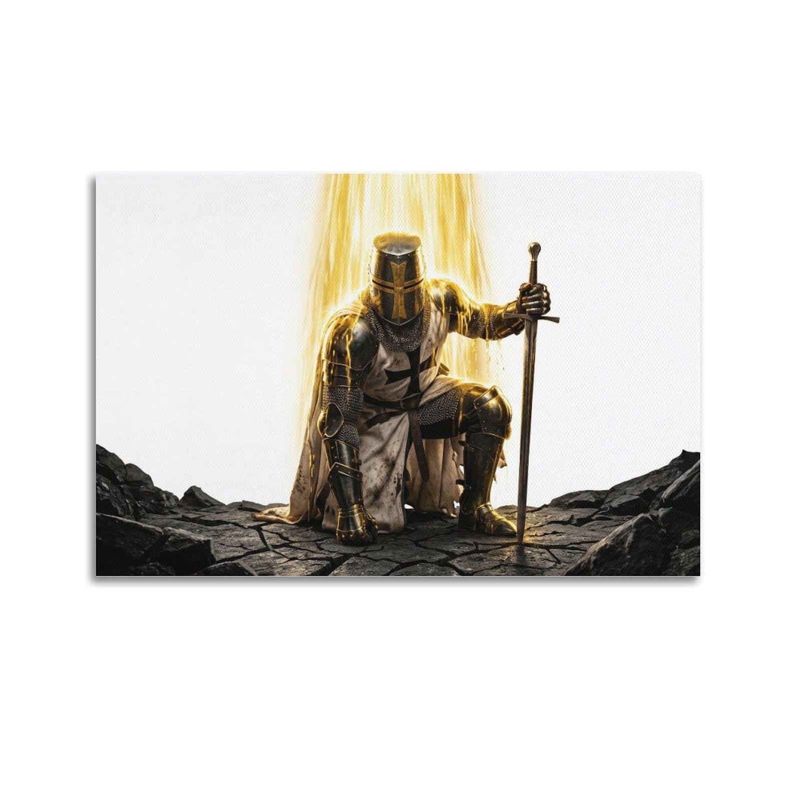 Olyhtr Boys Unframe-Style Paladin Sacred Sword Poster Templar Knight Medieval Holy Light Modern Decorative Canvas Prints - Ideal Wall Art For Family, Man Cave, Game Room, & Girls Bedroom 16X24inch(40X60cm)