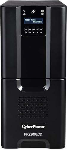 Vista 19 de CyberPower, torre pequeña de suministro ininterrumpido de energía con LCD, onda senoidal, aplicación inteligente 1500VA Negro