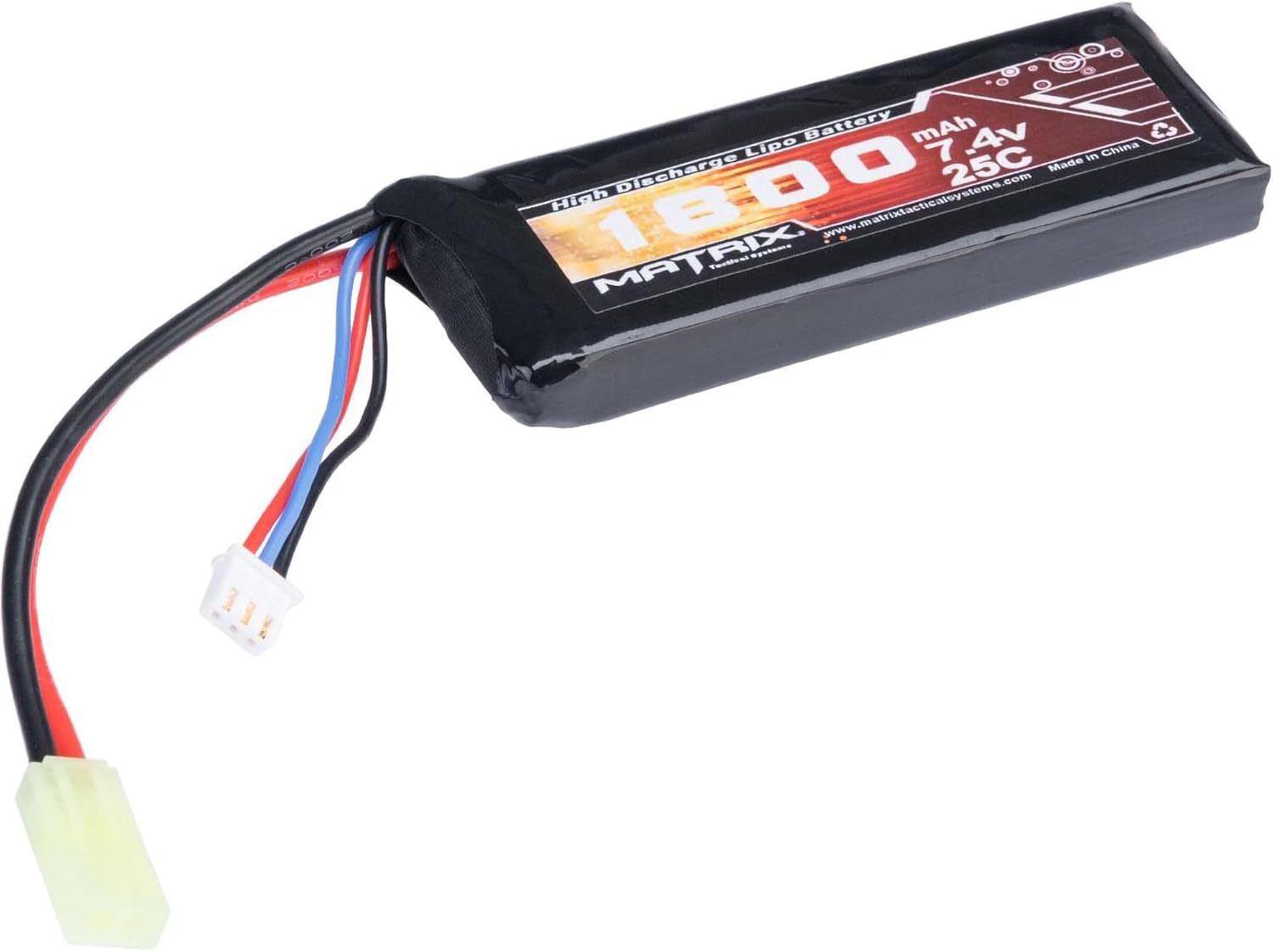Evike Airsoft - Matrix High Performance 7.4V Brick Type Airsoft LiPo Battery (Configuration: 1800mAh / 25C / Small Tam)