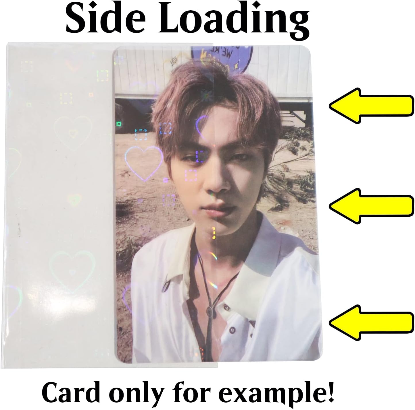 Black Lotus 100pcs/Lot Love Heart-Shape Laser Flashing Card Sleeves Trading Cards Film Magic Kpop Card Protector Holographic Foil Protective Cover (56x88mm), Clear