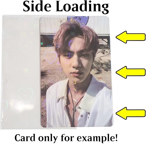 Miniatura 5 de 100 unidslote de fundas para tarjetas intermitentes con láser en forma de corazón, película mágica Kpop, protector de tarjeta holográfica (2.205 x