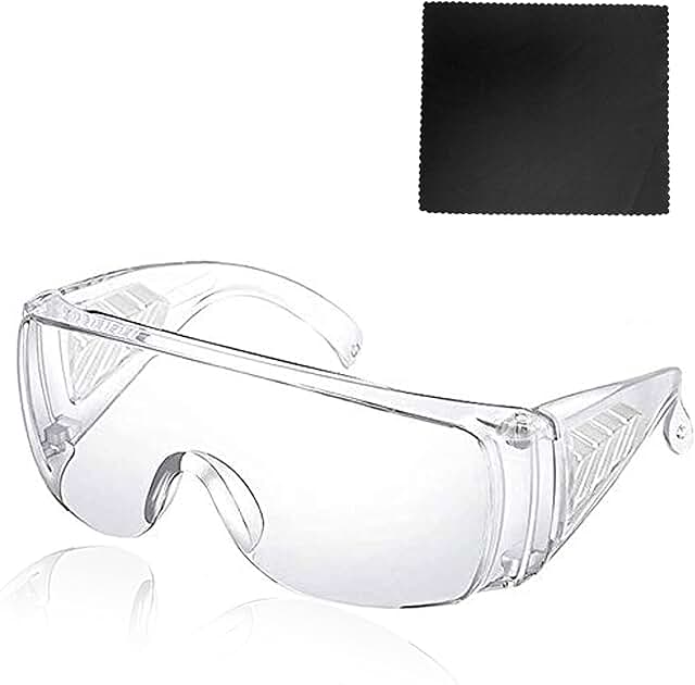 Safety Glasses Eyewear Protective with Cleaning Cloth, Clear Protective Goggle Impact Resistant Lens