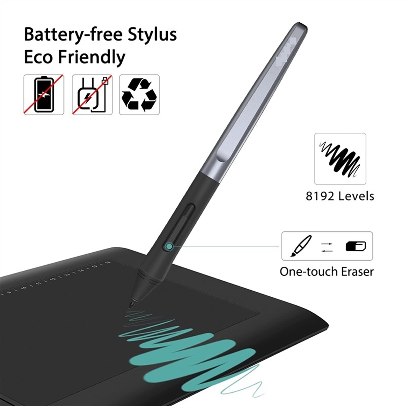 Tavolette grafiche Tavolette grafiche digitali Artist Design Tablet da Disegno Funzione di inclinazione Tavolette con Penna Senza Batteria