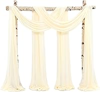 Vista 217 de Tela para envolver arco de boda, 4 paneles de 28 x 20 pies, cortinas de arco de boda rosa para ceremonia, cortinas de tela de gasa para cenador