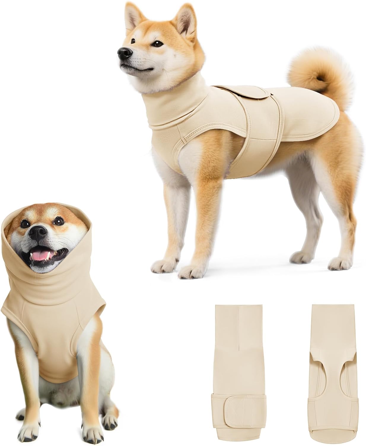 Dog Anxiety Calming Vest Adjustable Turtleneck Thunder Shirt Jacket for Fireworks, Separation, Vet Visits, Pet Hoodie for Large Medium Dogs