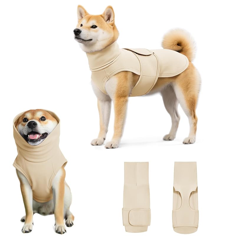 Casaco para Cães com Gola Alta e Ajuste em Velcro Haloumoning Bege X-Small