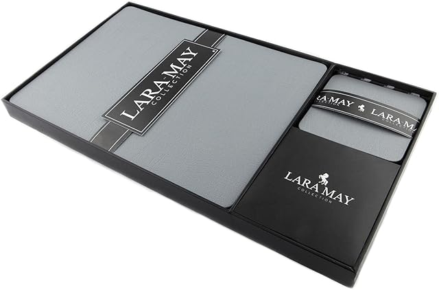 Sets Of 4 Light Grey Recycled Leather Placemats, Light Grey (28cm x 21cm) & 4 Coasters. Made In The UK . Light Grey Placemats.