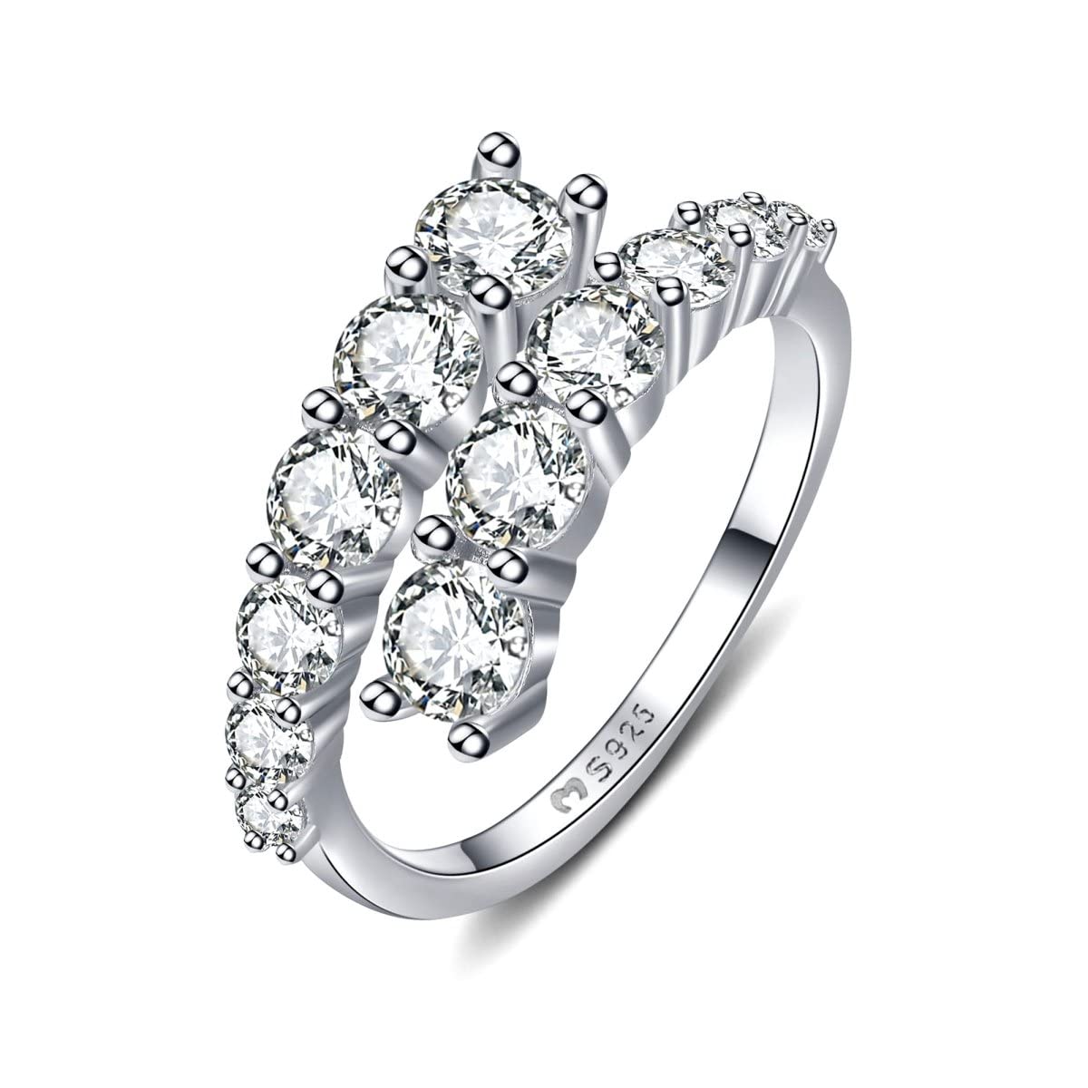 Anillos de mujer en plata de ley con forma espiral y circonitas. Anillo plata mujer con acabado plateado o dorado. Joyería mujer ideal para parejas, regalo para madres, amigas... Anillos para parejas