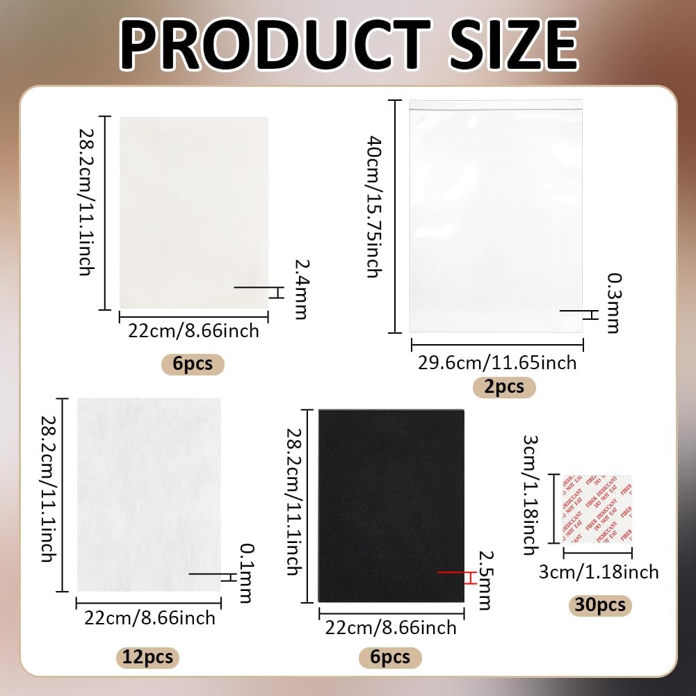 BENECREAT Blotting Board for Flower Press, 6PCS Drying Plates, 6PCS Sponge, 12PCS Lining Paper, Blotting Paper for Creative Pressing DIY Handicrafts Drying Flowers, 11x8.6inch