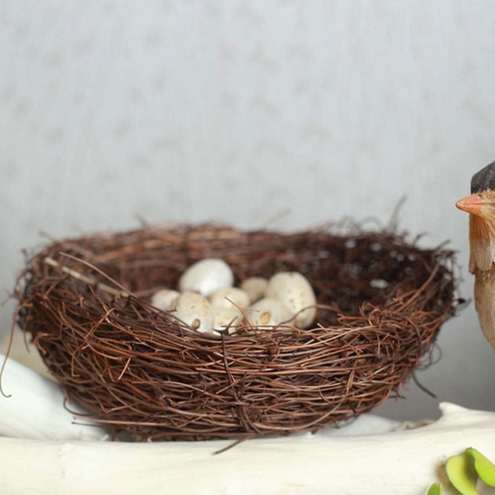 Balacoo Artificial Birds Nest, 9.8 Inch Nature Rattan Large Decorative Birds Nest for Spring Christmas Tree Ornaments, Patio Garden Home Decor & Easter Crafts Decor (Not Included Eggs)