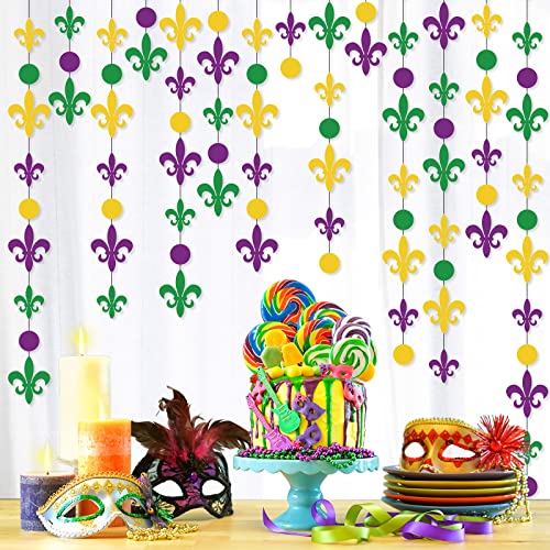 Guirnalda de papel para Mardi Gras y decoración de carnaval con banderines de 4 piezas
