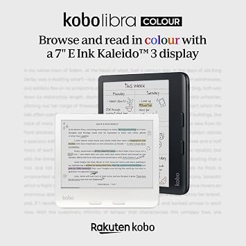 Kobo Libra Colour | eReader | 7 Glare-Free Colour E Ink KaleidoTM 3 Display | Dark Mode Option | Audiobooks | Waterproof | Black