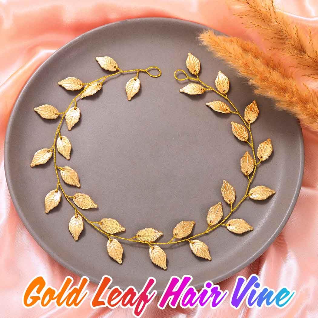 Unicra Gold Leaf Hair Vine Greek Goddess Hair Accessories Wedding Headpiece for Bride and Women (15.7 Inches) (Gold) image 2
