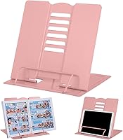 Vista 26 de MSDADA - Soporte para libros de escritorio, de metal, para lectura, soporte ajustable para libros de cocina, documentos, portátil, resistente