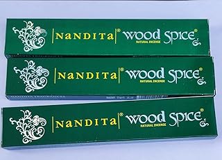 Nandita Wood Spice Incense Sticks 15 gm x 3 Pack - Christmas Scent - 100% Pure Organic Natural Hand Rolled Free from Chemicals - Perfect for Church,Aromatherapy,Relaxation,Meditation