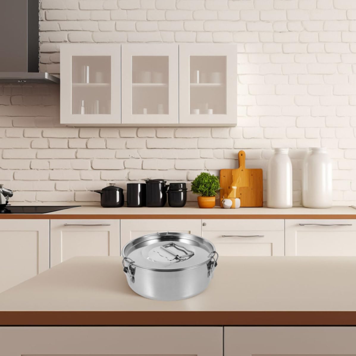 Molde Flanera de Acero Inoxidable con Tapa para Ollas a Presión | Plata, Calentamiento Uniforme y Fácil Limpieza, para Hacer Flanes y Pasteles