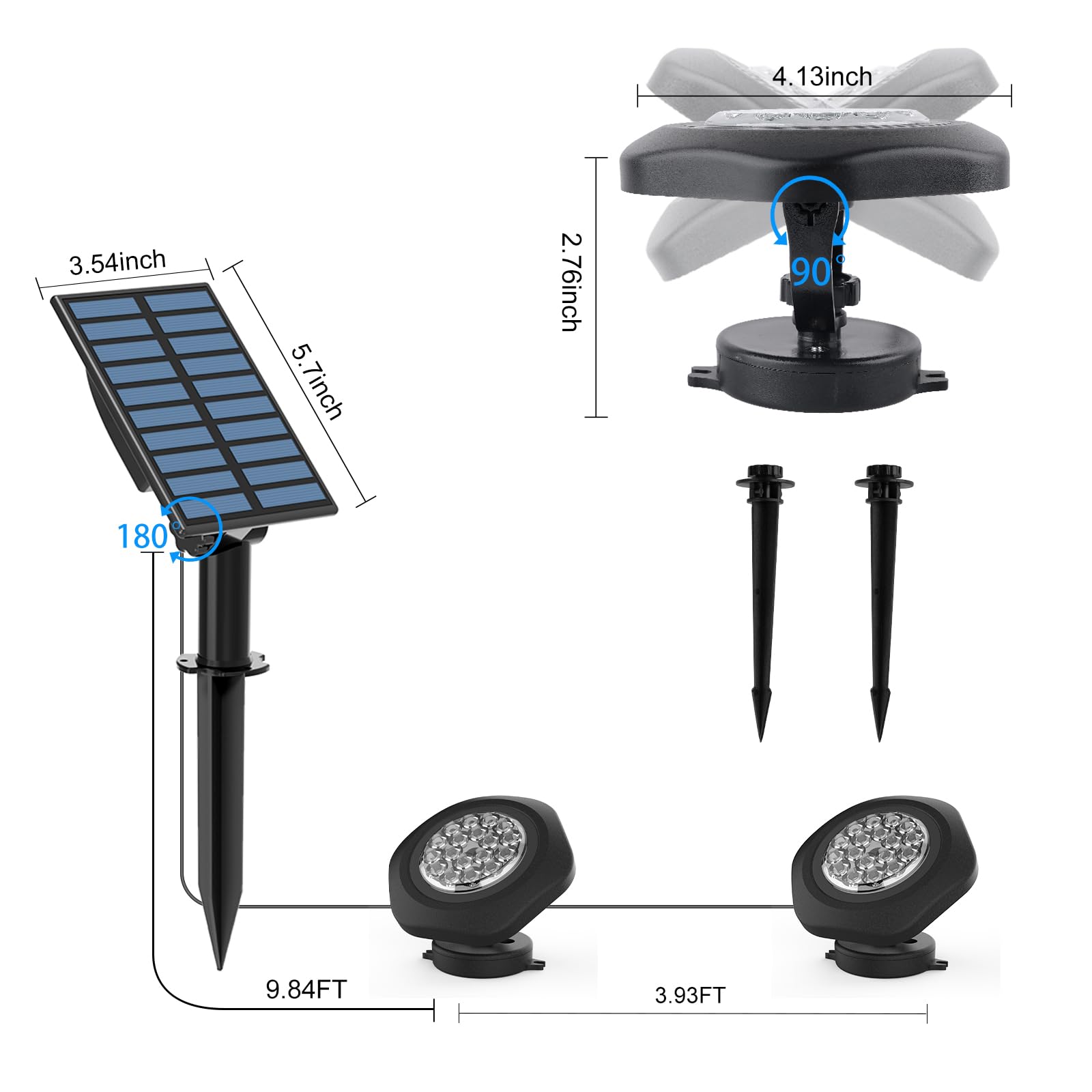 T-SUN Lampes Solaires pour Étang 2 Modes Lumière Submersible avec Changement de Couleur, Étanchéité IP68,Marche/Arrêt Automatique, Éclairage extérieur pour Jardin,Piscine(2 en 1)