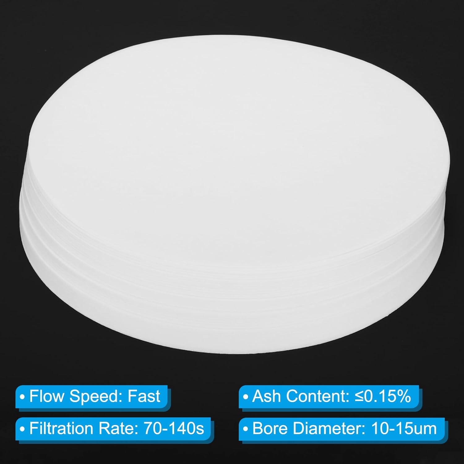 PATIKIL 100Pcs 18cm Quantitative Filter Paper Circles, Fast Speed Round Laboratory Filter Paper Chemical Industrial Oil Testing Funnel Filter Paper
