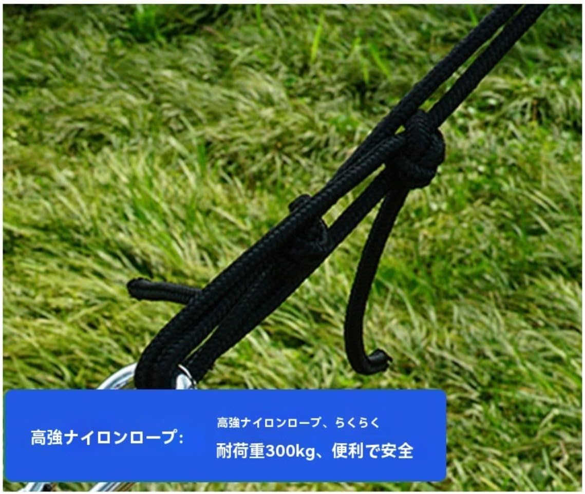 Lamantt空中多人数用三角形ハンモック 折りたたみ式ポータブルメッシュネット 空中ツリーテント レジャーネットベッド 大型三角形