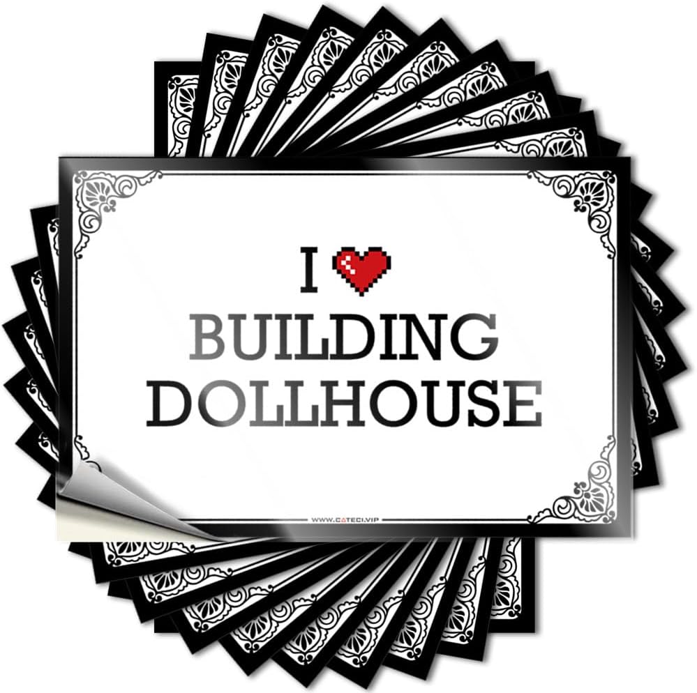 Decals Halloween Durable Vinyl - I Love Building Dollhouse Window for Bathroom Use(6X9CM)