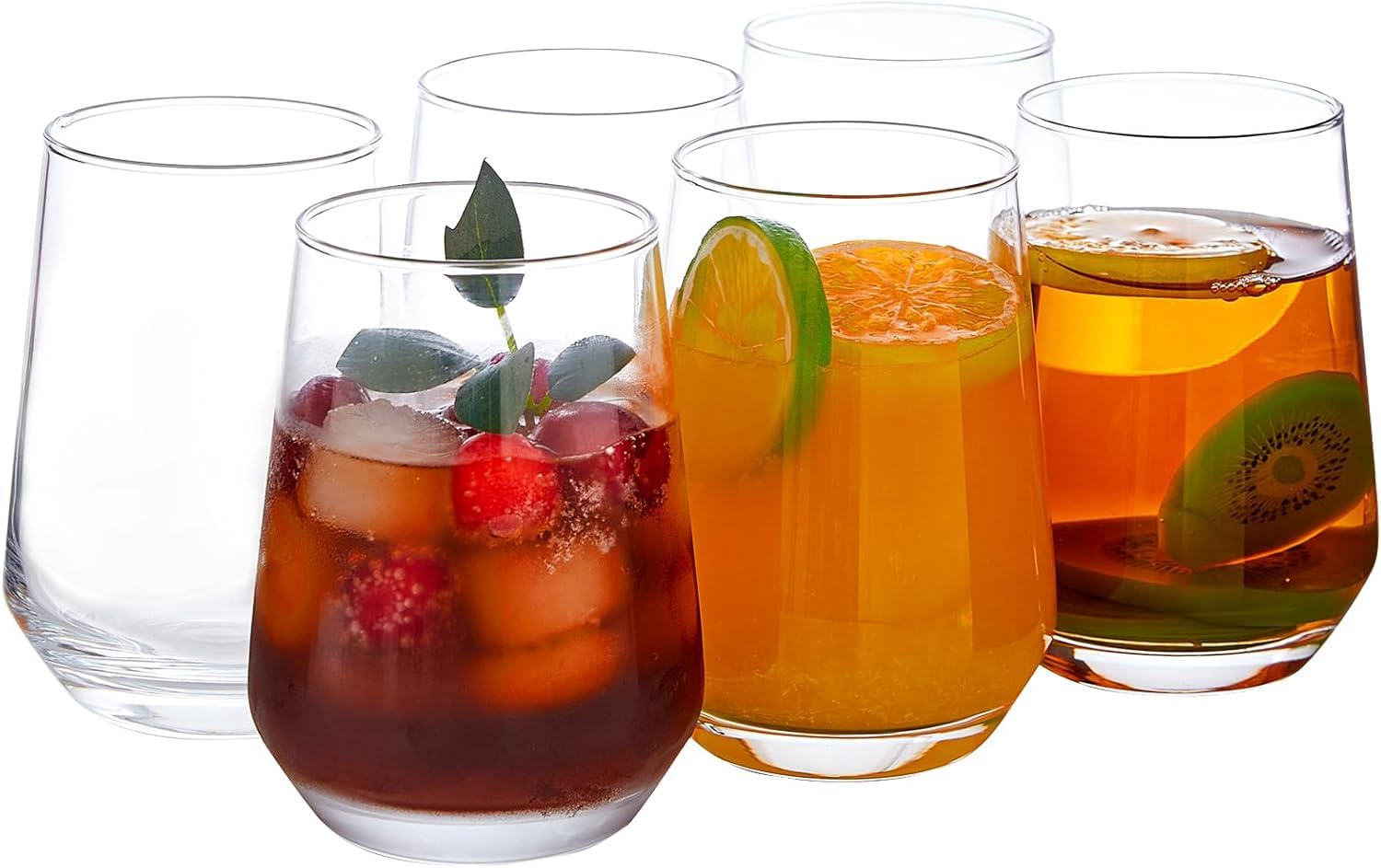 JUST 4U ENTERPRISE Italian Premium Water and Juice Glasses Set of 6, Transparent 390 ML Drinking Water Glass, Stylish and Crystal Highball Glasses for Water Juice Milk Lassi and Cocktails Glass