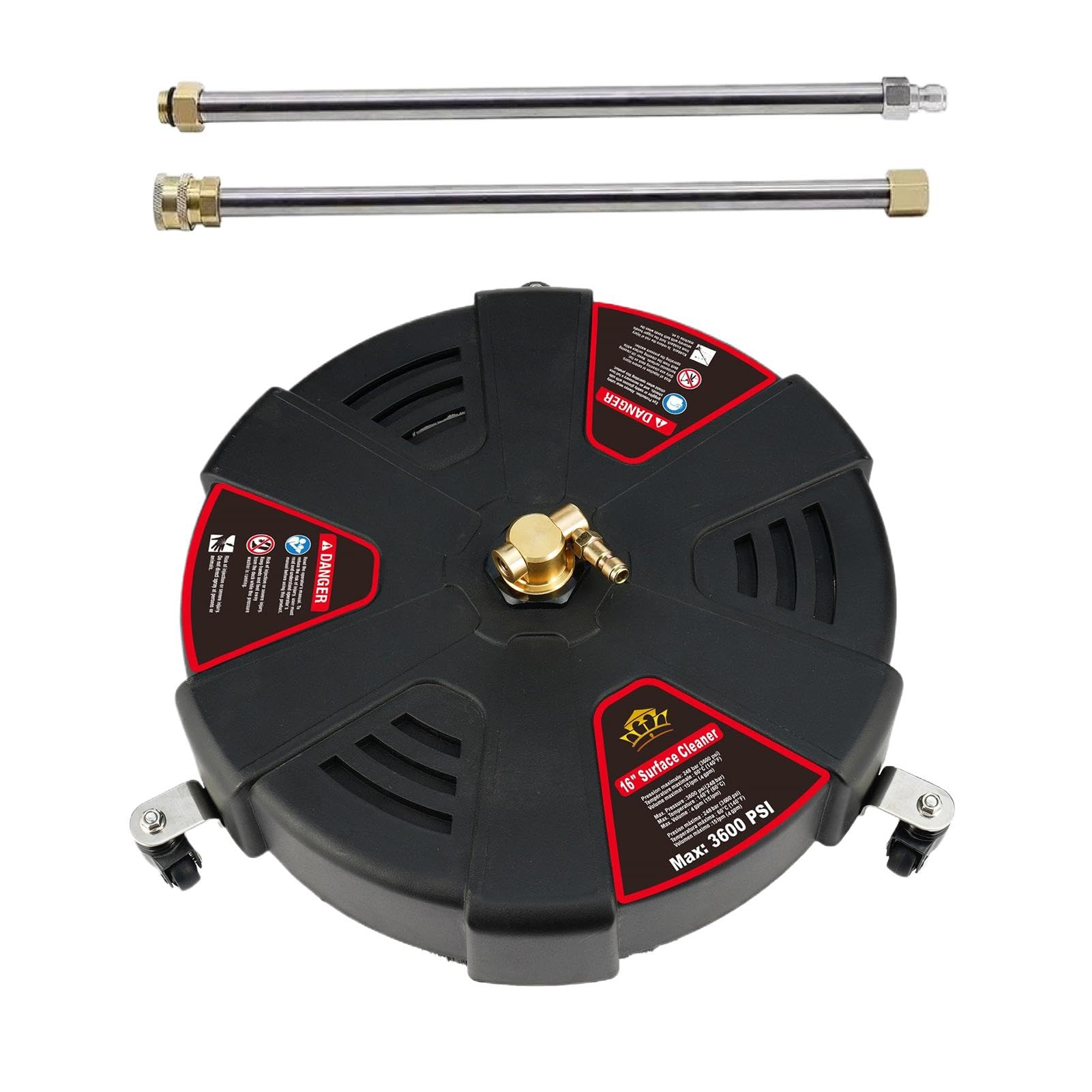 Limpiador de Superficies para Exteriores, Limpiador de Superficies de 1/4 Conexiones, Herramienta de Limpieza, 2 boquillas de Alta presión, Limpiador de Superficies de Acero Inoxidable con 3 Ruedas