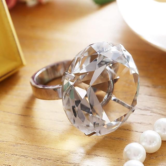 Wedding Decoration 8cm Crystal Glass Big Diamond Ring Romantic Proposal Wedding Props Home Ornaments Party Gifts Souvenirs