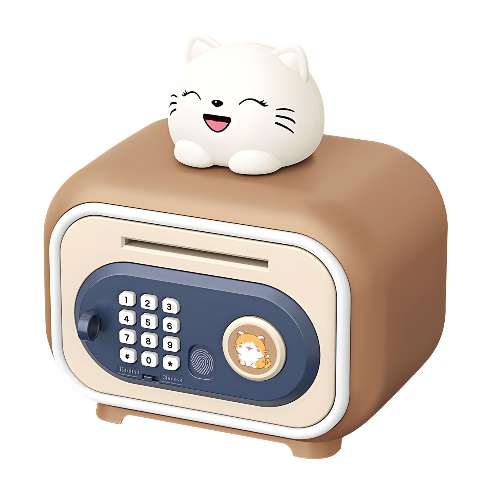 Nucelit Smart Cartoon Coin Holder for Kids Featuring Fingerprint Code and Button Release Large Capacity Storage for Saving and Organizing Lovely Animal Coin Institution