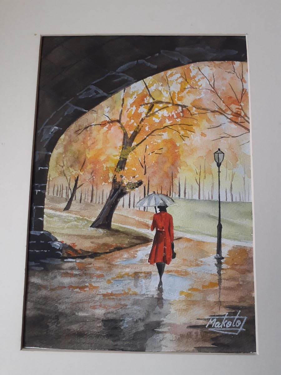 Amazon | 水彩画 雨の紅葉 | 絵具 通販