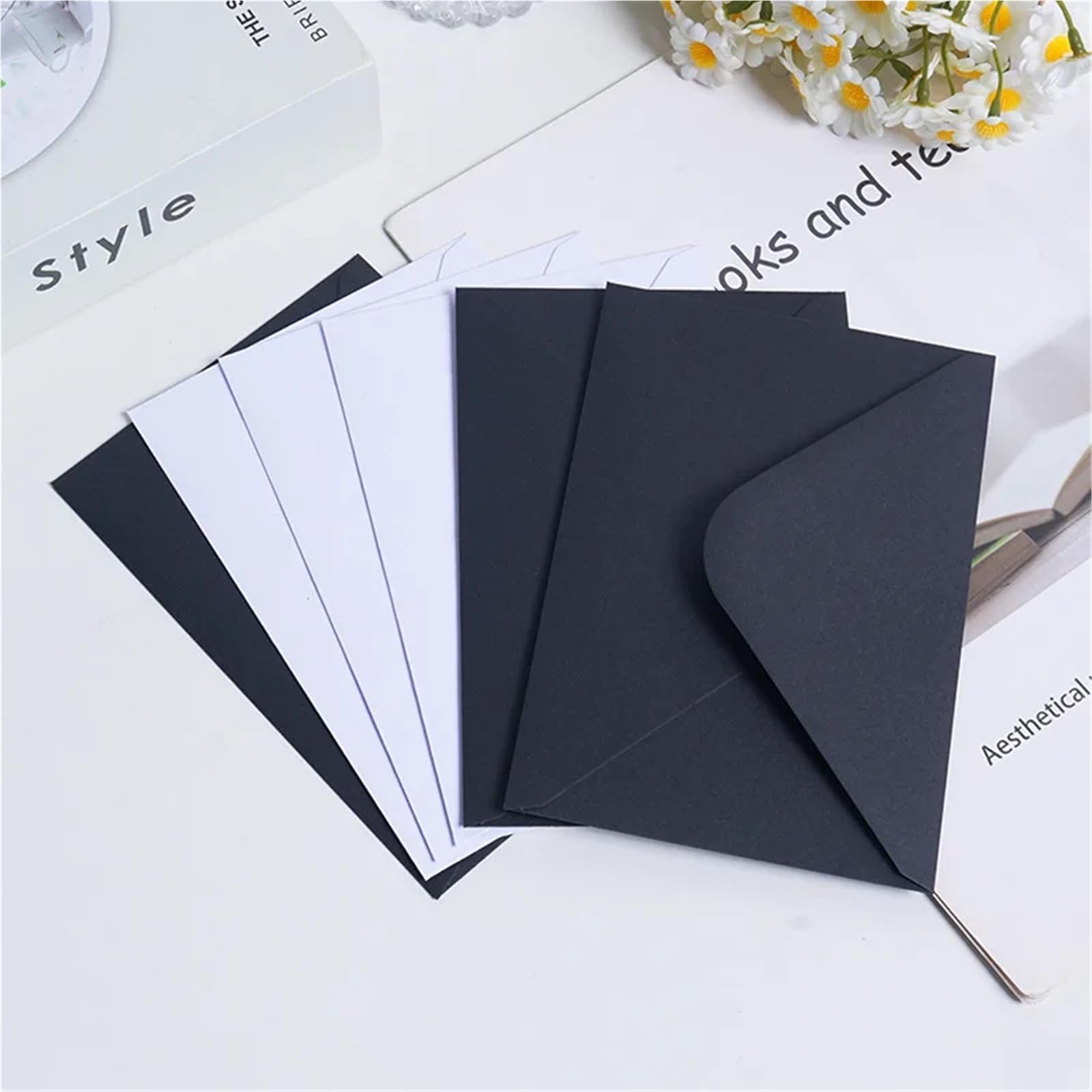 Lot de 500 enveloppes en papier pour cartes postales et messages (noir)