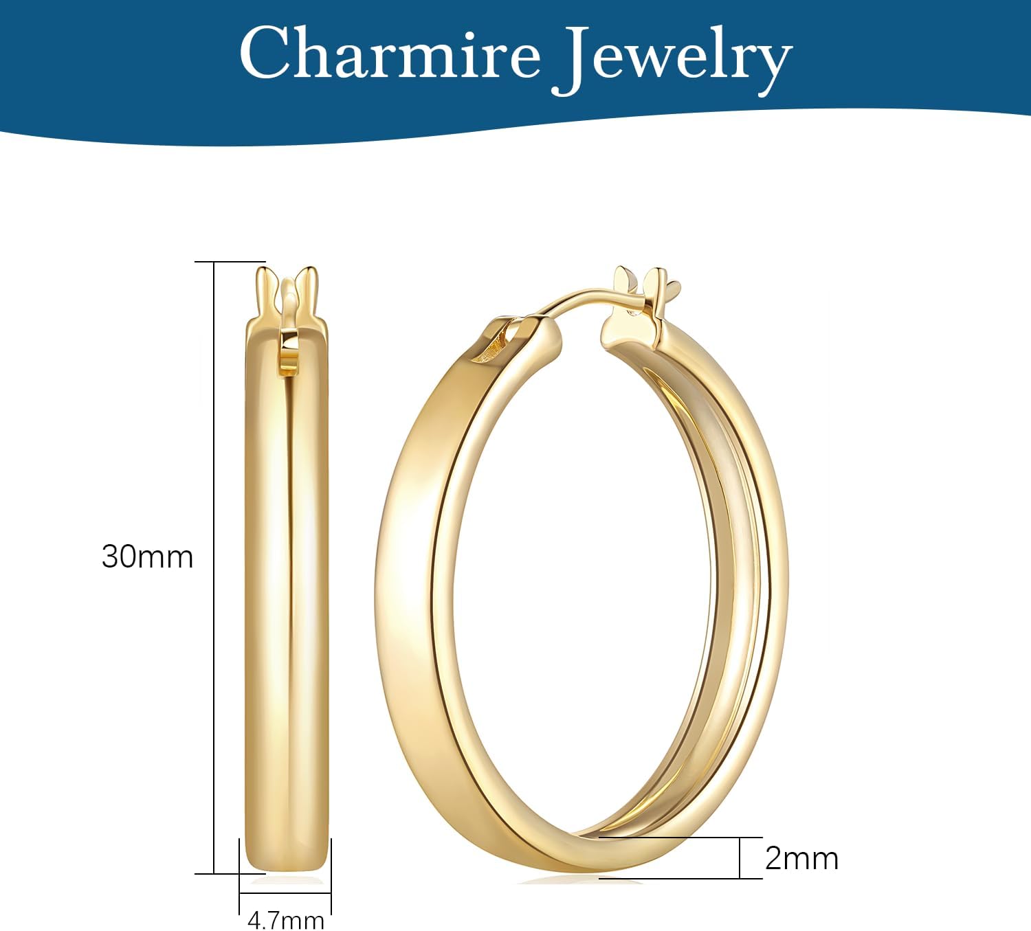 Hoop Earrings for Women 14K Gold Earrings for Women Large Hoops Earring Minimalist in Design with 30mm Diameter Womens Statement Hoop Earring - Image 6