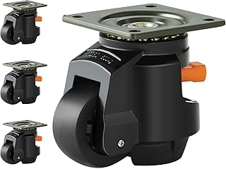 VEVOR Leveling Casters, Set of 4, 2200 lbs Total Load Capacity, 2.5 inches, Heavy Duty with Upgraded Handle Design, 360 Degree Swivel Caster Wheels, Adjustable Casters with Feet for Workbench, Machine