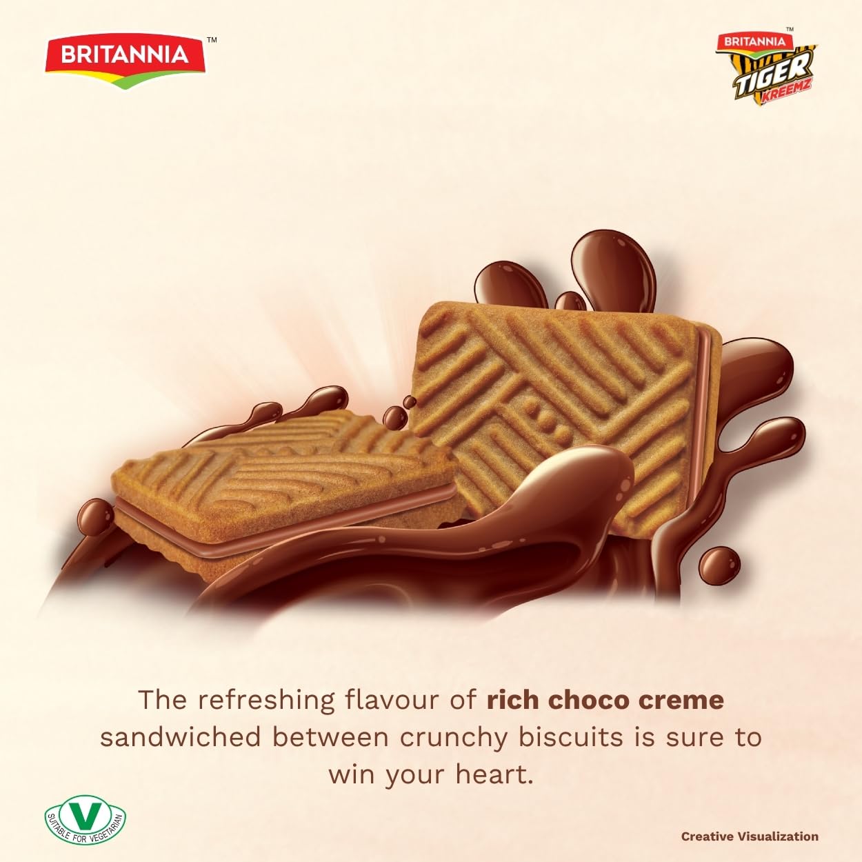 Britannia Tiger Kreemz Choco Cream Biscuits Family Pack 10 58 oz 300 gm 75 4 Perfect Snack For — view 4