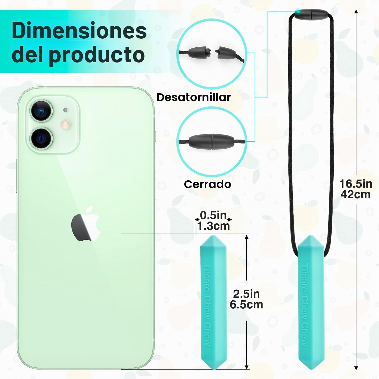 Tilcare Chew Chew Colgante (8 paquetes) - Lo mejor para niños o adultos a los que les gusta morder o tienen autismo - Colgante de silicona para masticar - Colgante masticable para niños y niñas