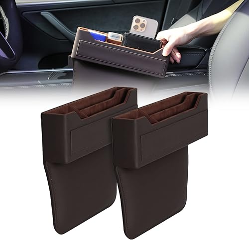 MAODANER Upgrade Universal Car Seat Gap Filler PU Leather Seat Console Organizer, Car Pocket, Seat Crevice Storage Box for Smartphone Coin Wallet