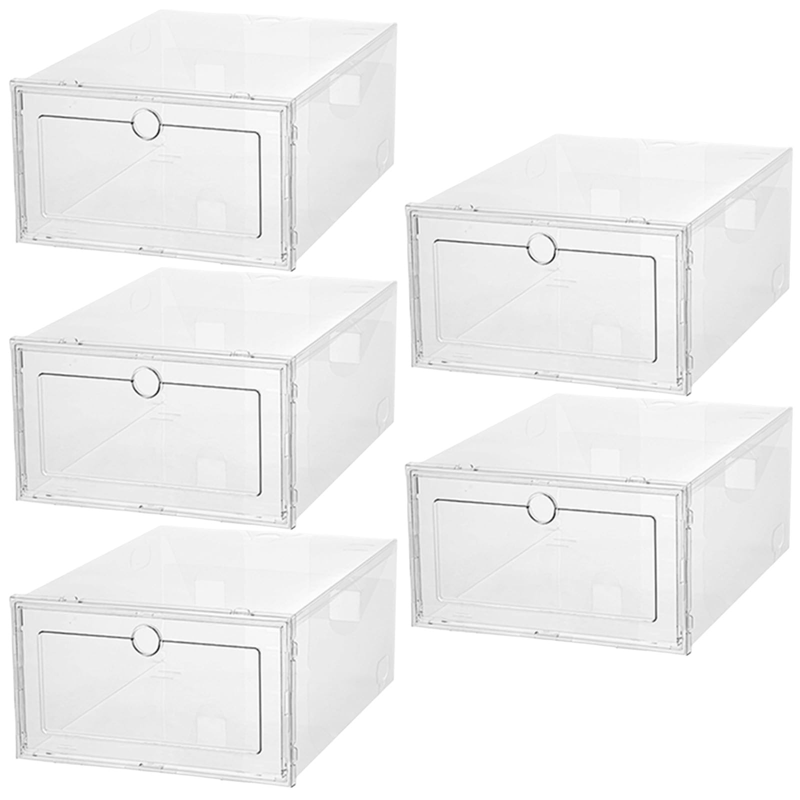 5 estuches de plástico para zapatillas: caja de zapatos transparente, organizador de armario apilable, estante individual para botas, contenedor de almacenamiento plegable para bolsos.