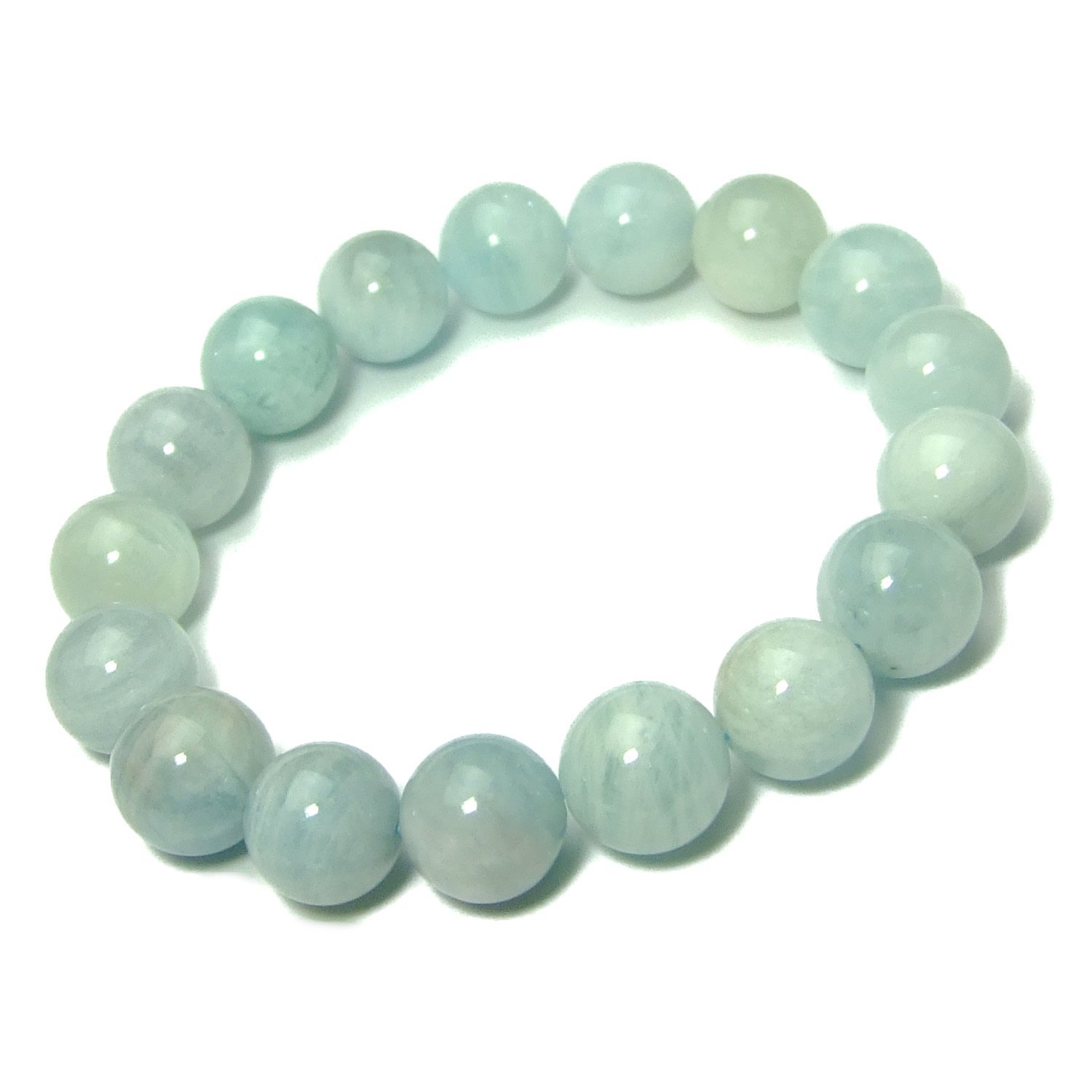 Amazon | [hinryo] 51857 12mm A アクアマリン ブレスレット 内径17cm 