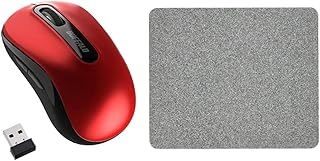 【セット買い】バッファロー マウス 無線 ワイヤレス 5ボタン 【戻る/進むボタン搭載】 小型 軽量 節電モデル 最大584日使用可能 BlueLED レッド BSMBW315RD & エレコム マウスパッド レーザー&光学式マウス対応(ブラッ...