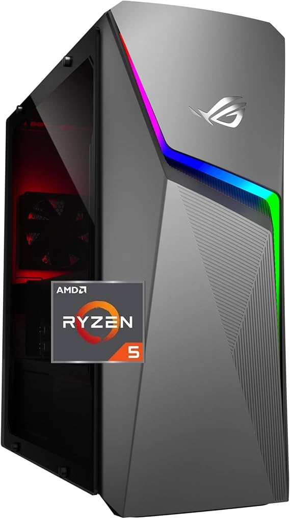 ASUS ROG Gaming Desktop, AMD Ryzen 5 3600X Processor, NVIDIA GeForce GTX 1660Ti, 8GB RAM, 256GB PCIe SSD, Wi-Fi, Bluetooth, Windows 10, Bundle with JAWFOAL