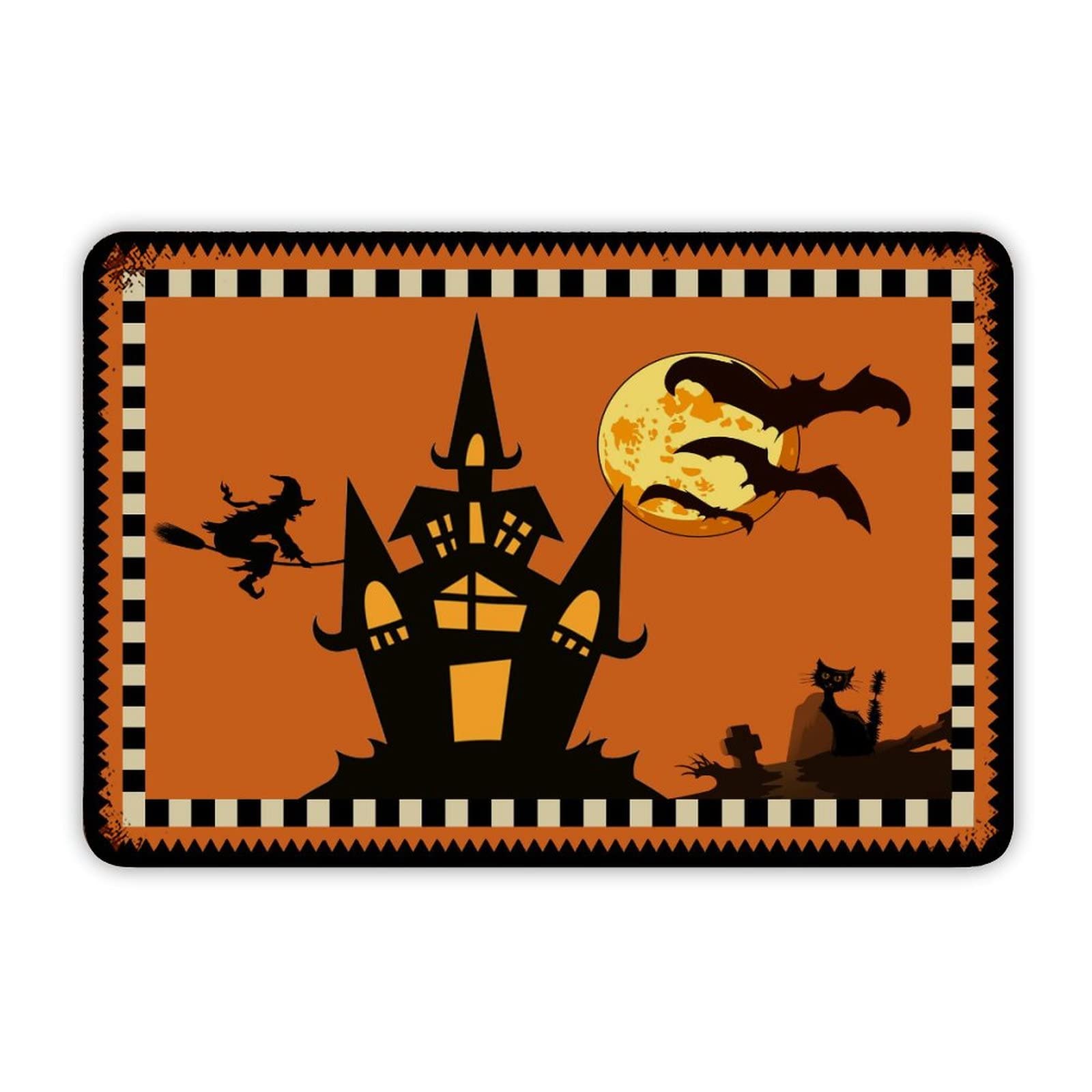 ENEDNATE Happy Halloween Scary Night Moon Witch Bats Black Cat Grave Aluminum Tin Sign 8x12 Waterproof Vintage Metal Sign for School Office Classroom Gate Garage Garden Home Wall Decor Gift