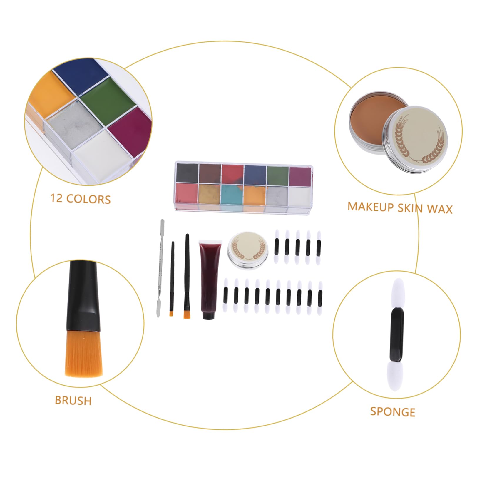 DOITOOL 56piezas Kit de Pintura Corporal de Cera para Maquillaje de Efectos Especiales para Festivales y Escenarios Incluye Maquillaje para Heridas Falsas